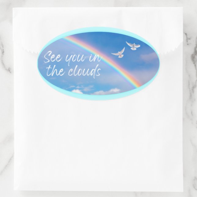 See You In The Clouds Oval Stickers 20 per sheet (Bag)