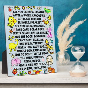 See You Later Alligator Fun Animal Goodbye Poem Plaque