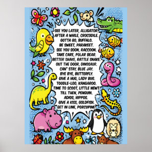 See You Later Alligator Rhyme Poster – Cute Animal