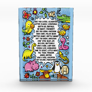 See You Later Alligator Rhyme Poster – Cute Animal Photo Block