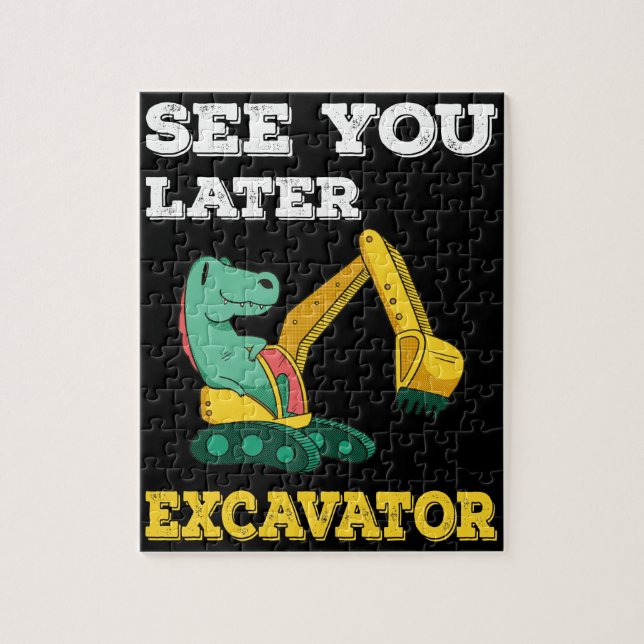 See You Later Excavator I - Toddler Boys Kids Jigsaw Puzzle (Vertical)