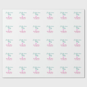see you soon baby shower green pink heart trendy m wrapping paper