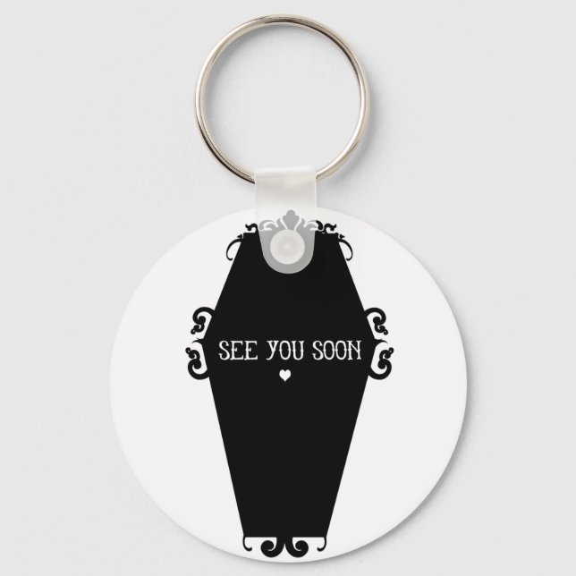 See You Soon Memento Mori Coffin Design Key Ring (Front)