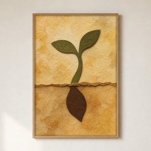 Seed and Sprout Watercolour Cottagecore Art Poster