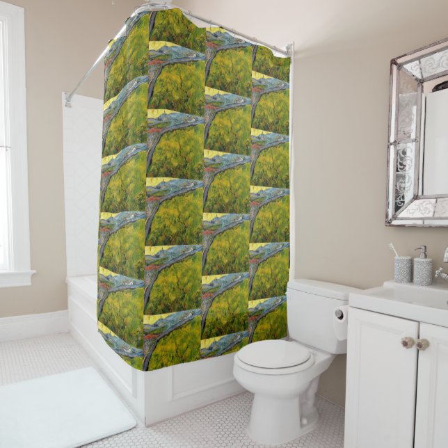 Seed Field at Sunrise by Vincent van Gogh Shower Curtain (In Situ)
