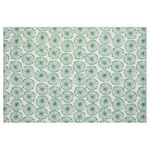 Seed Heads - Forest Green on White Fabric