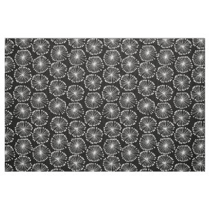 Seed Heads - White on Black Fabric