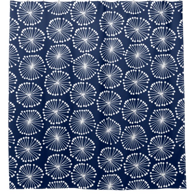 Seed Heads - White on Dark Blue 001744 Shower Curtain (Front)