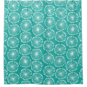 Seed Heads - White on Turquoise 1faea4 Shower Curtain