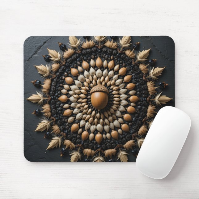 Seed Mandala Macro Mouse Mat (With Mouse)