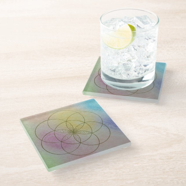 Seed of Life glass coaster (Angled)