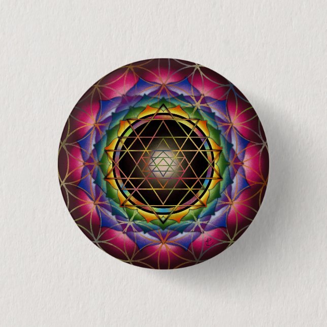 Seed of Life Mandala Button by Rachel C. Bemis (Front)