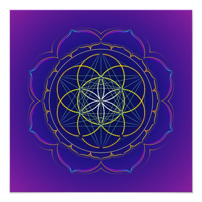Seed of Life & Metatron's cube mandala Poster (Front)