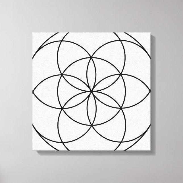 Seed of Life Sacred Geometry black & white Canvas Print (Front)