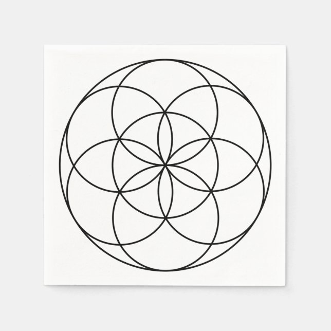 Seed of Life Sacred Geometry black & white Napkin (Front)