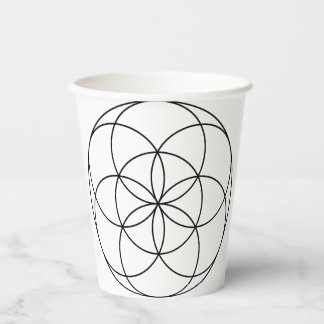 Seed of Life Sacred Geometry black & white Paper Cups