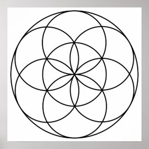 Seed of Life Sacred Geometry black & white Poster