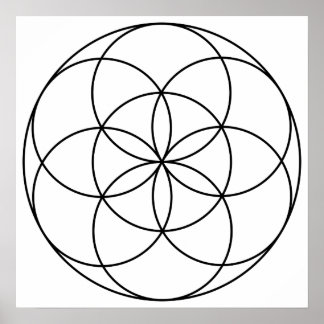 Seed of Life Sacred Geometry black & white Poster