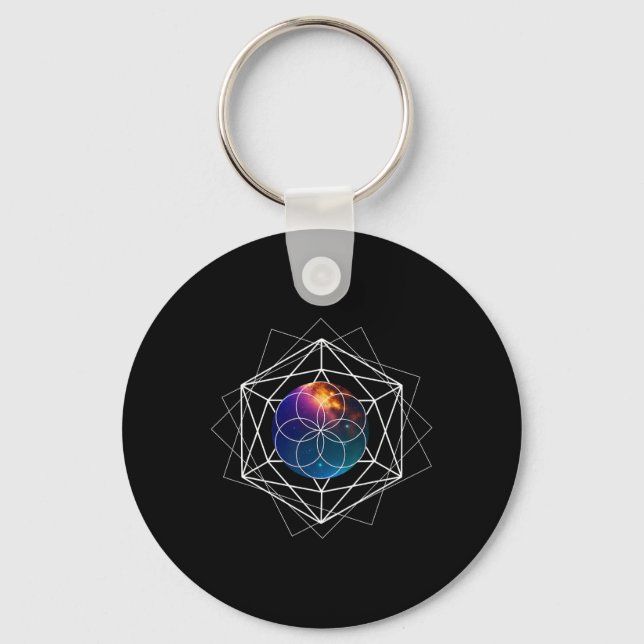 Seed Of Life Sacred Geometry Galaxy Metaphysical Y Key Ring (Front)