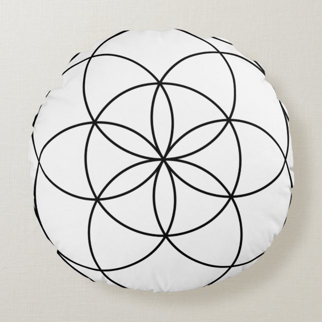 Seed of Life Sacred Geometry Round Cushion (Front)