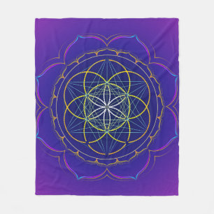 Seed of Life yantra & Metatron's cube mandala Fleece Blanket