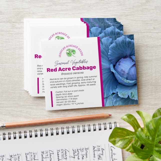 Seed packet cabbage or other seeds for sale envelope (Stacked)