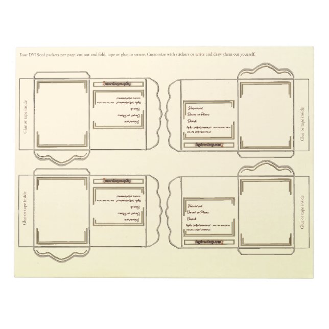 Seed Packet cream DYI Notepad (Front)