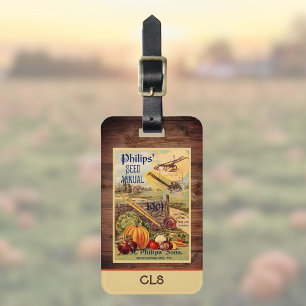 Seed Packet Farm Catalogue Vintage Monogram Initia Luggage Tag