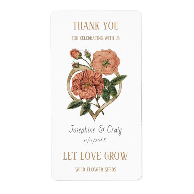 Seed Packet Labels Wedding Favours (Front)