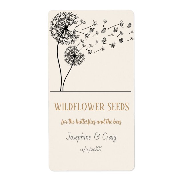 Seed Packet Labels Wedding Favours (Front)