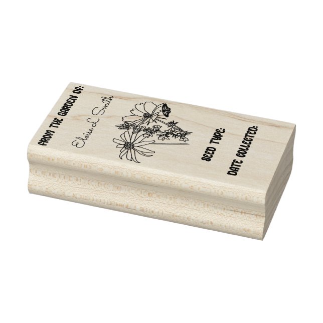 Seed Packet with Flowers, Butterfly Wood Art Stamp (Stamp)
