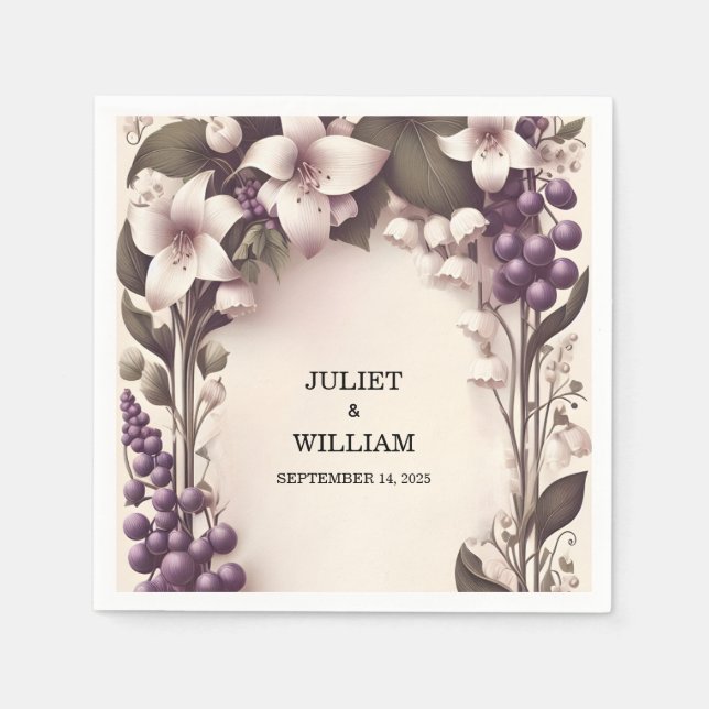 Seed Rural Farm Wood Fruit Ivy Vineyard Wedding Napkin (Front)