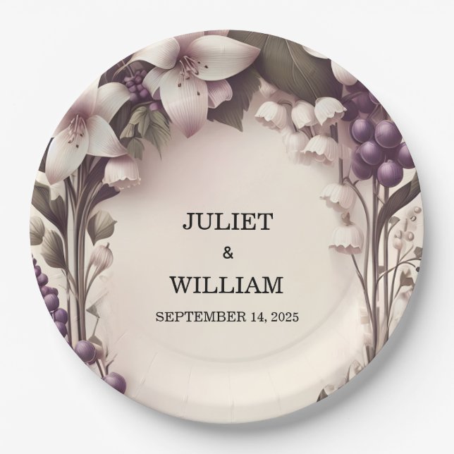 Seed Rural Farm Wood Fruit Ivy Vineyard Wedding Paper Plate (Front)