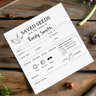 Seed Saving Envelope Heirloom Gardening