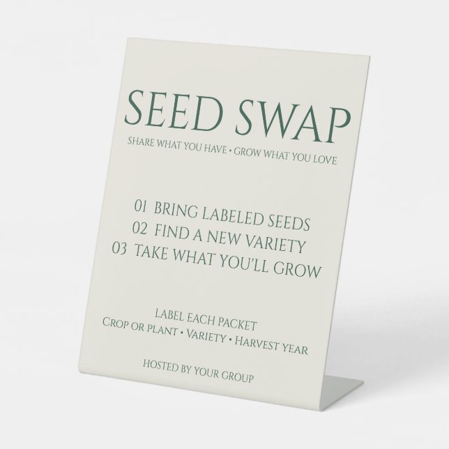 Seed Swap Table Sign with Editable Host Name (Front)