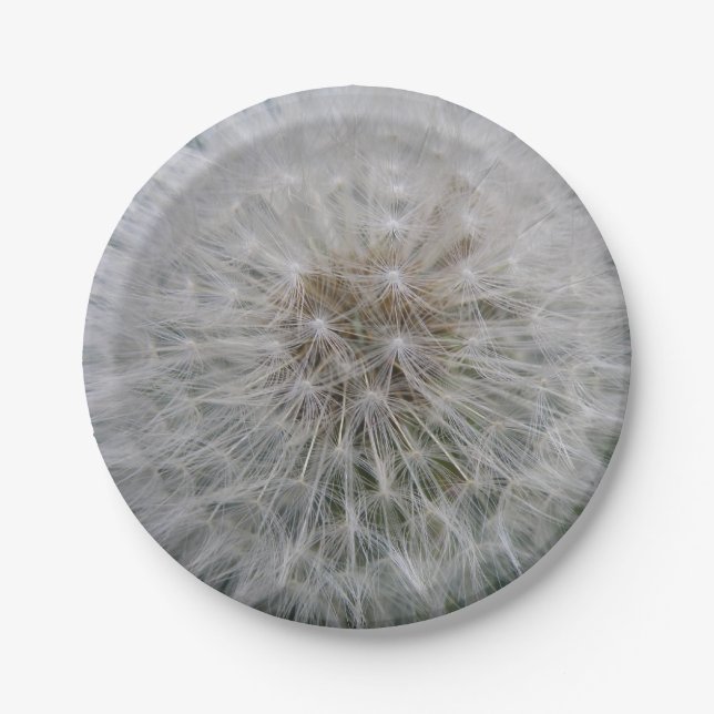 Seeding Dandelion Flower Paper Plate (Front)