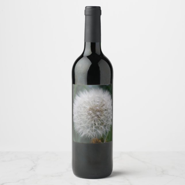 Seeding Dandelion Flower Wine Bottle Labels (Front)