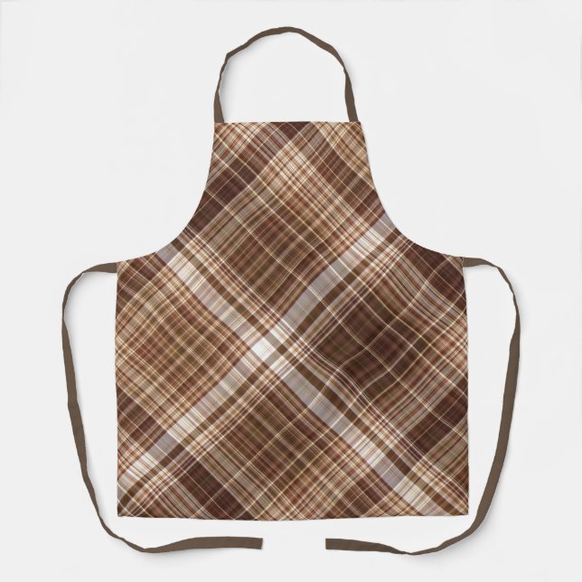 Seeds and Nuts Brown Plaid Apron (Front)