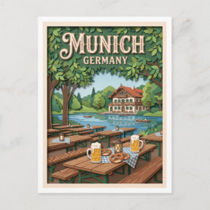 Seehaus Biergarten Munich Germany Postcard