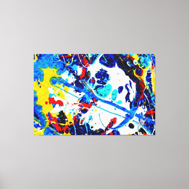 Seeing Blue Multicolor Abstract Splatter Canvas Print (Front)