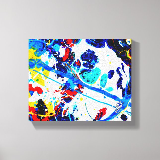Seeing Blue Multicolor Abstract Splatter Canvas Print (Front)