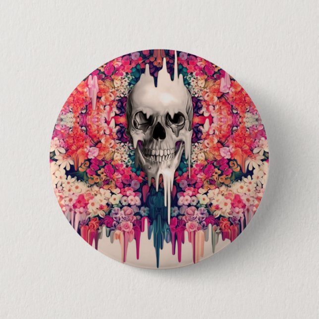 Seeing Colour Melting Sugar Skull 6 Cm Round Badge (Front)