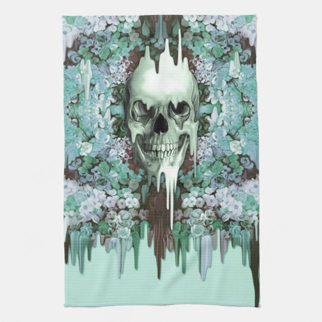 Seeing Colour Melting Sugar Skull Tea Towel (Vertical)