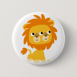 Seeing Double Cute Cartoon Lion Button Badge