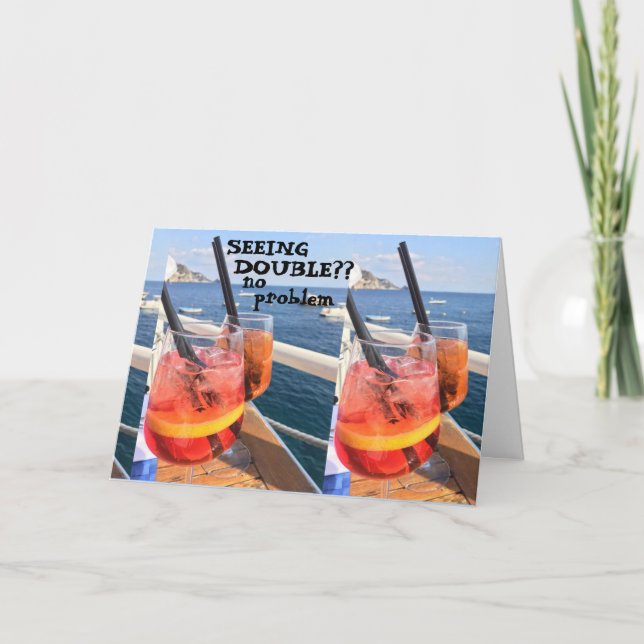 SEEING "DOUBLE"??? FUN ADULT BIRTHDAY WISHES CARD (Front)