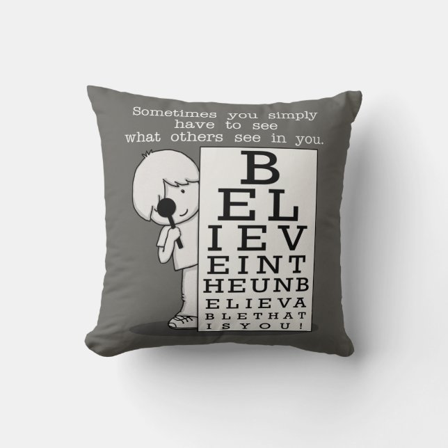 Seeing is Believing-Eye Chart Cushion (Front)