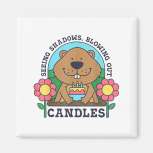 Seeing Shadows Blowing Out Candles Groundhog Birth Magnet