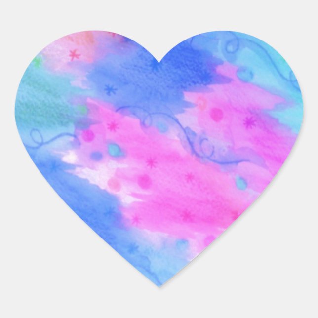 SEEING STARS 1 - Light Blue Pretty Starry Sky Abst Heart Sticker (Front)