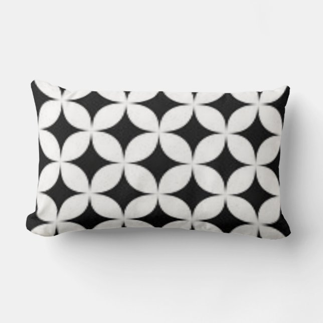 Seeing Stars Floral Black & White Trendy Print Lumbar Cushion (Front)