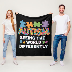 Seeing the World Differently Autism Awareness Fleece Blanket